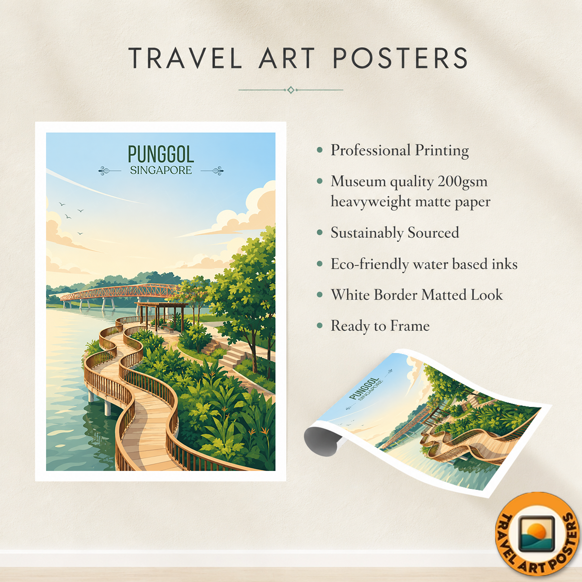 Punggol - Singapore - Poster Print Modern Style Wall Art