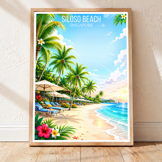 Siloso Beach - Singapore - Poster Print Modern Style Wall Art - Art Print - Travel Art Poster