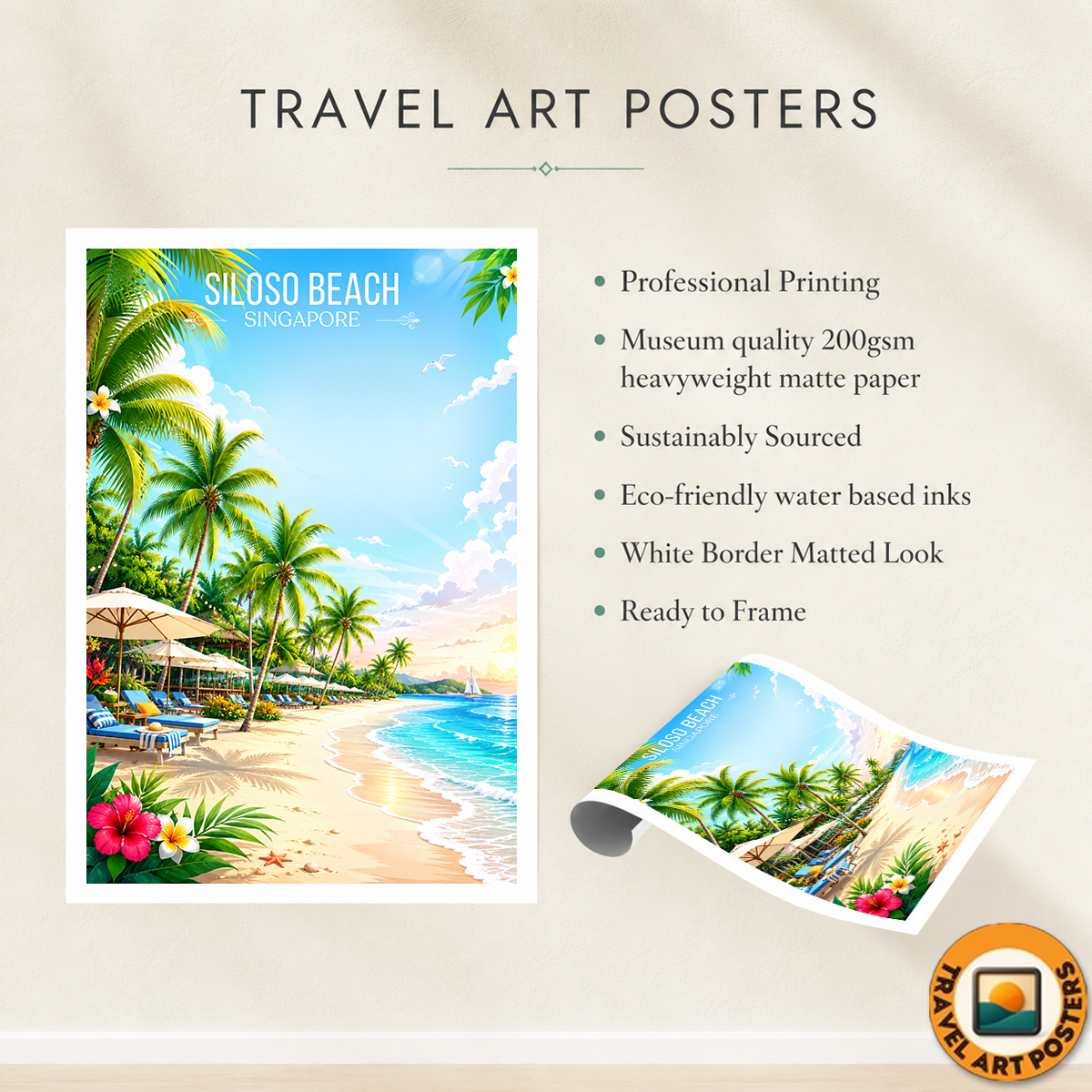 Siloso Beach - Singapore - Poster Print Modern Style Wall Art