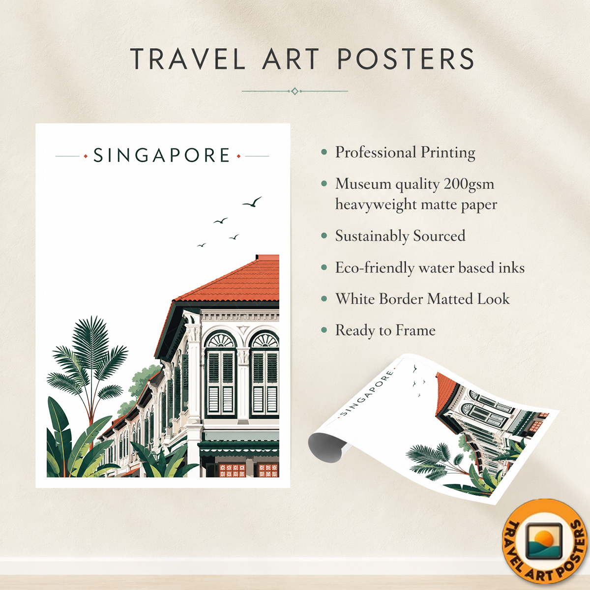 Singapore - Poster Print Modern Style Wall Art