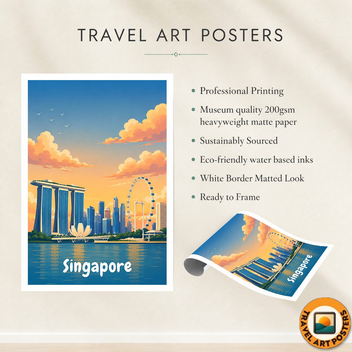 Singapore - Poster Print Modern Style Wall Art