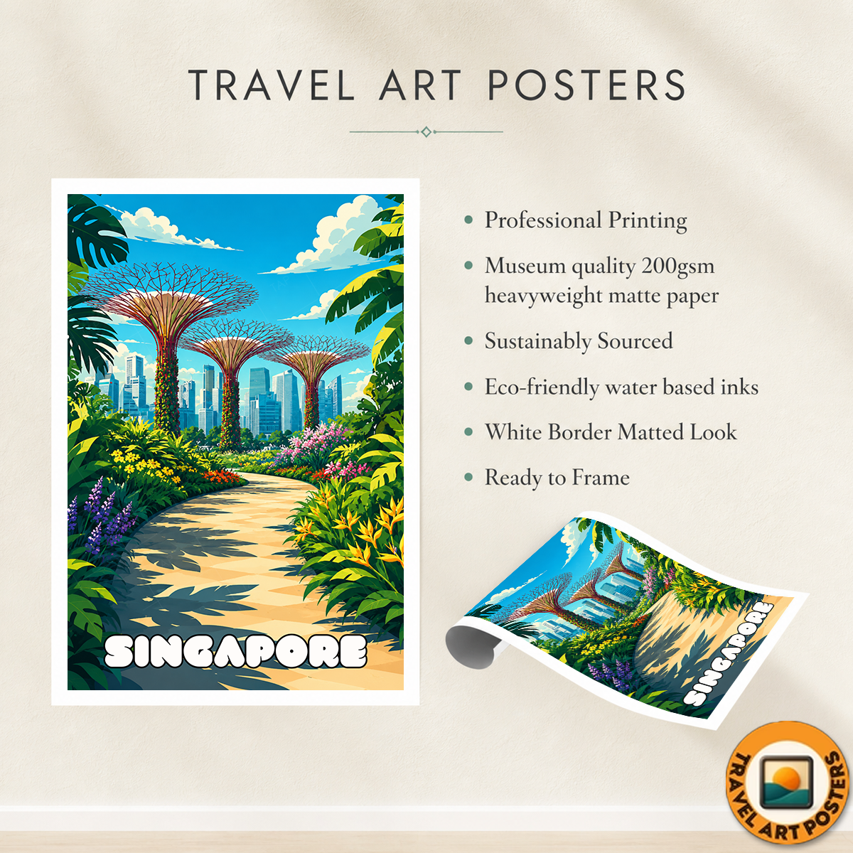 Singapore - Poster Print Modern Style Wall Art