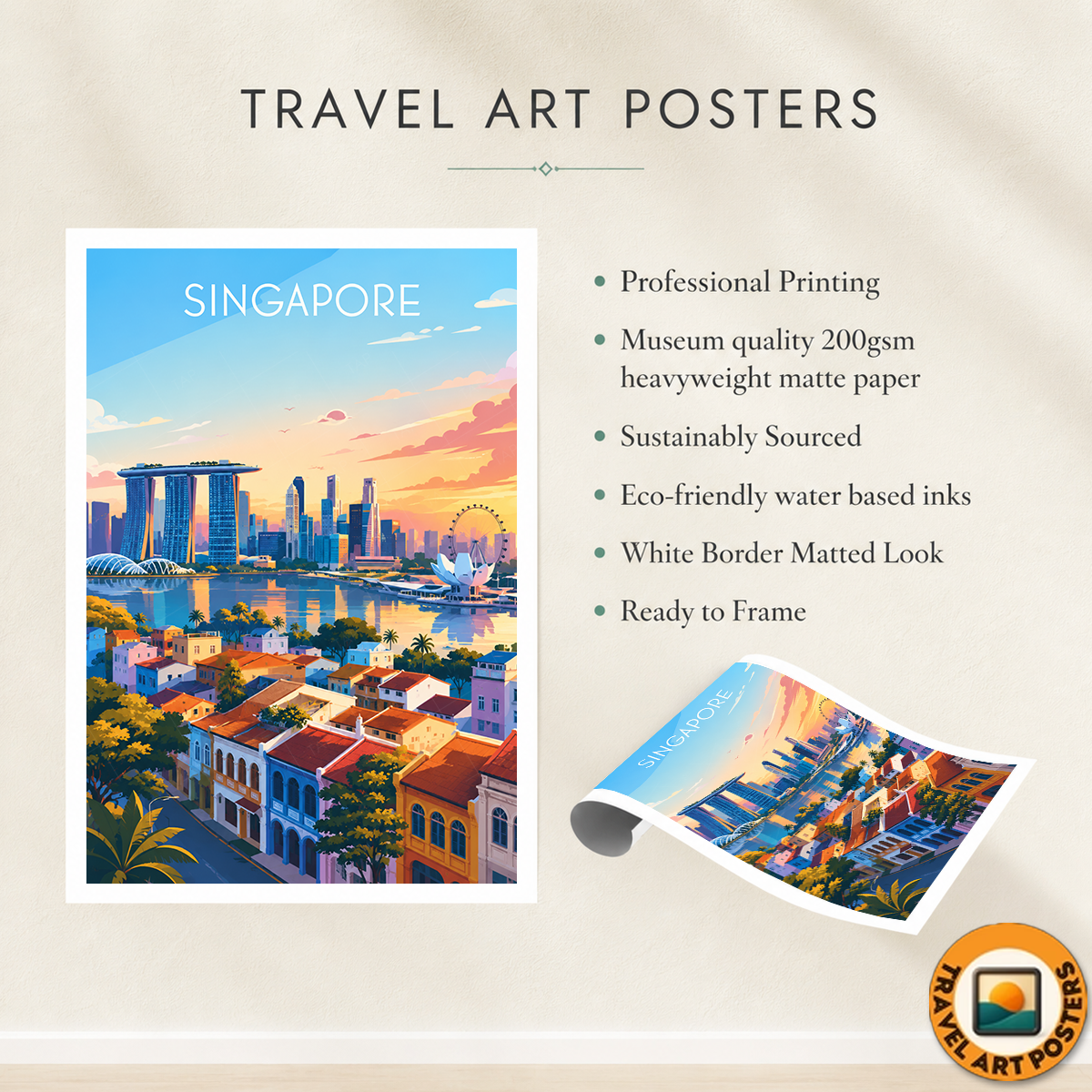 Singapore - Poster Print Modern Style Wall Art