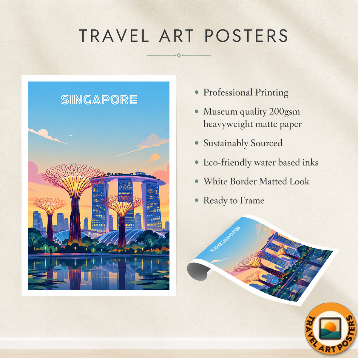 Singapore - Poster Print Modern Style Wall Art