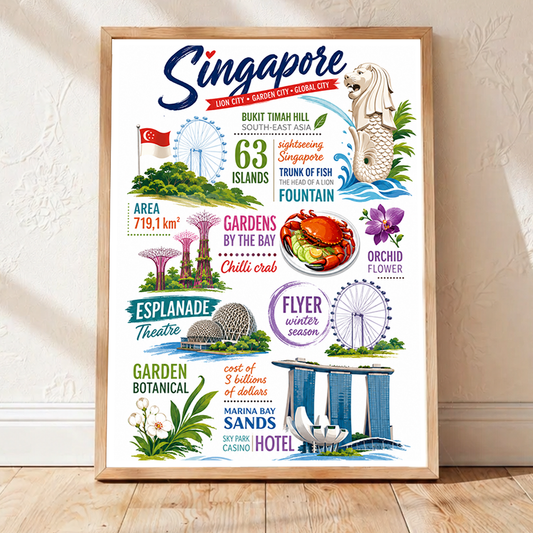 Singapore - Poster Print Modern Style Wall Art - Art Print - Travel Art Poster