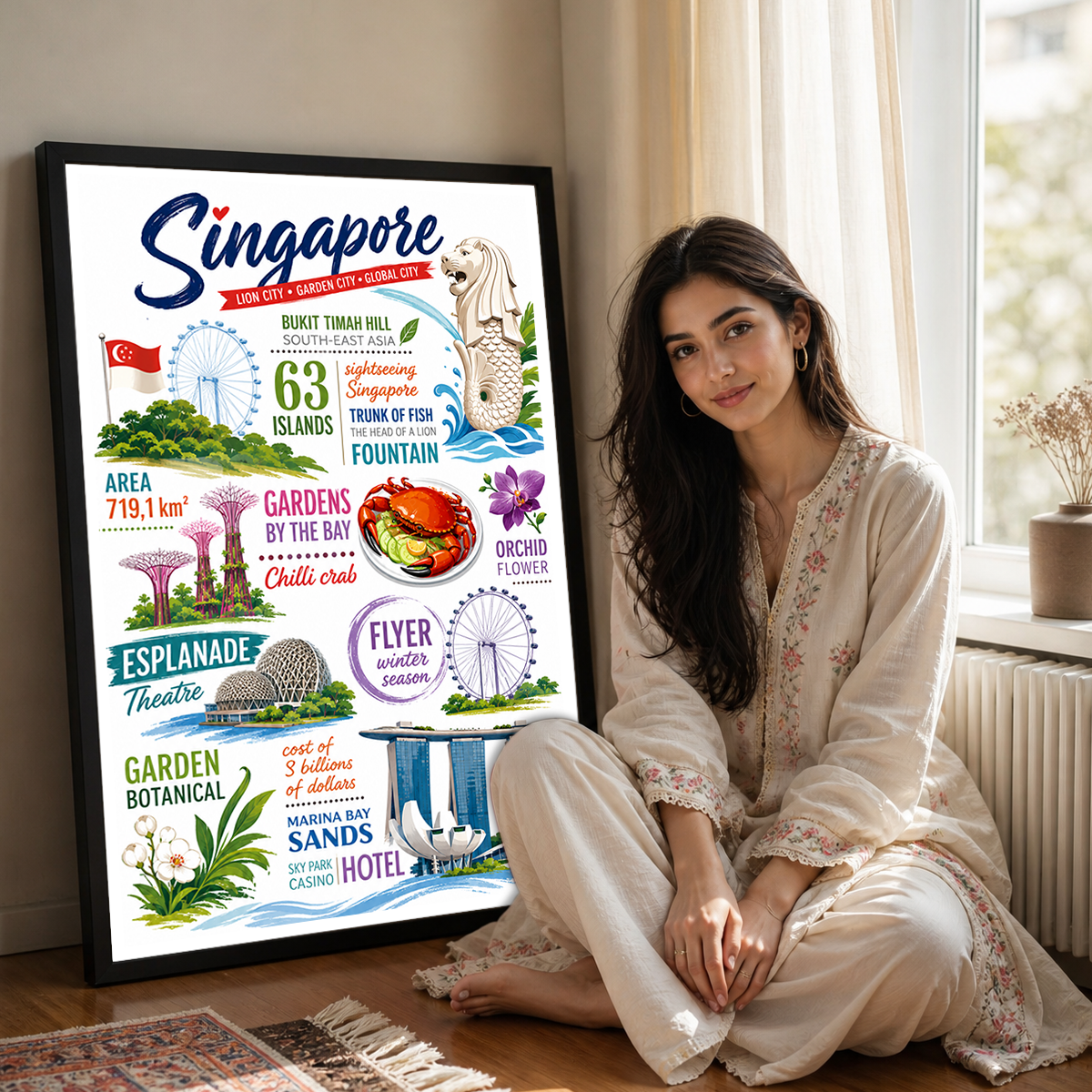 Singapore - Poster Print Modern Style Wall Art