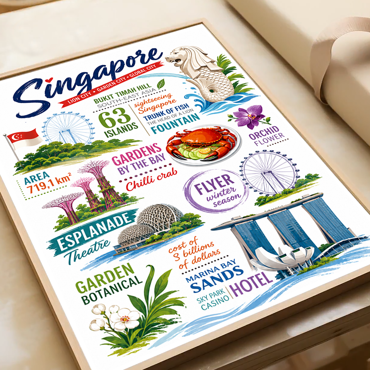 Singapore - Poster Print Modern Style Wall Art