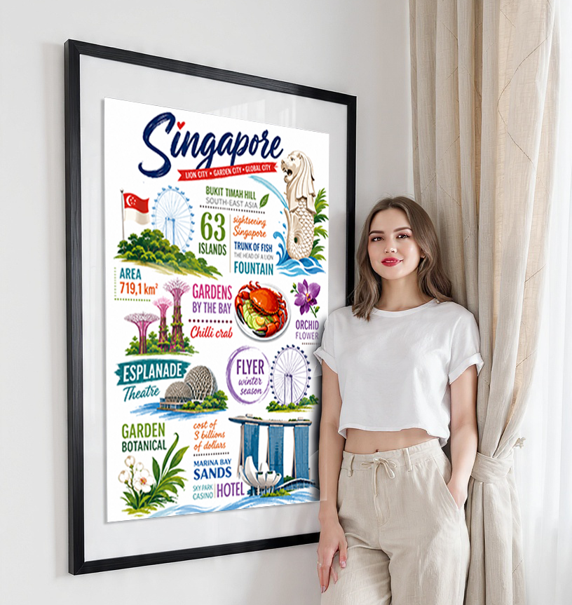 Singapore - Poster Print Modern Style Wall Art