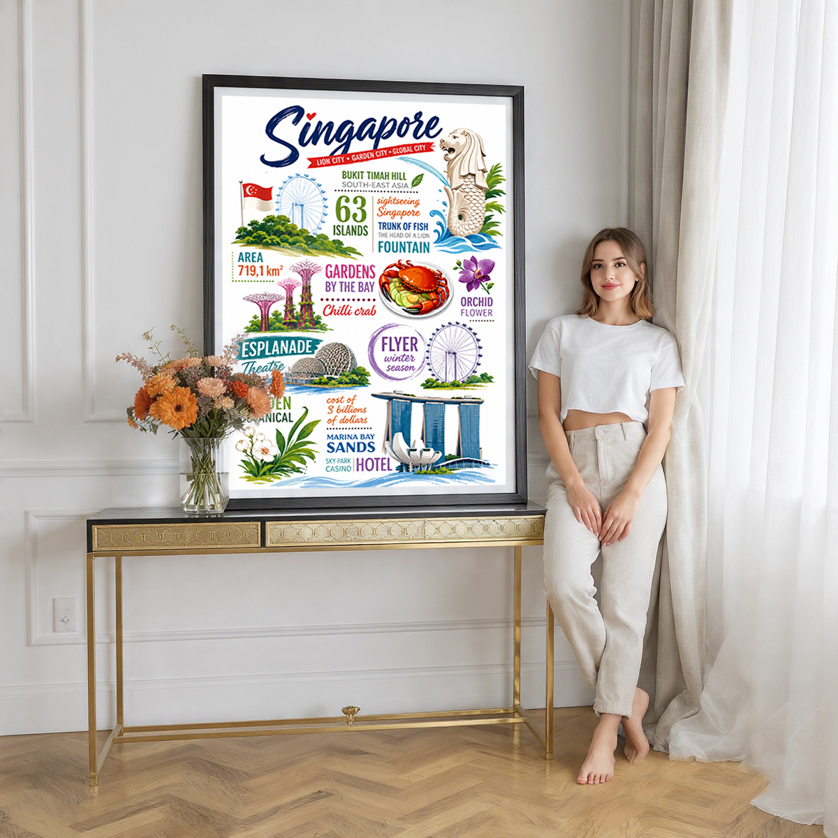 Singapore - Poster Print Modern Style Wall Art