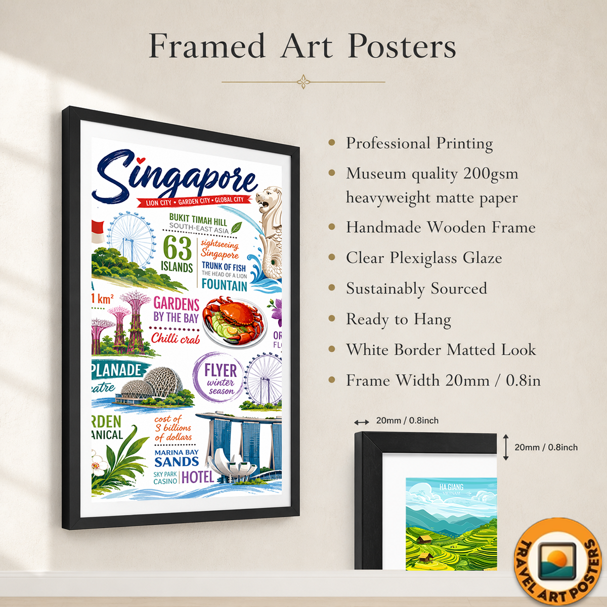 Singapore - Poster Print Modern Style Wall Art