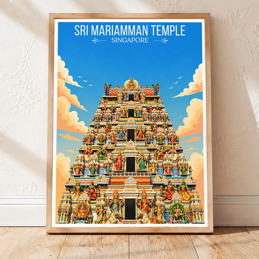 Sri Mariamman Temple - Singapore - Poster Print Modern Style Wall Art - Art Print - Travel Art Poster