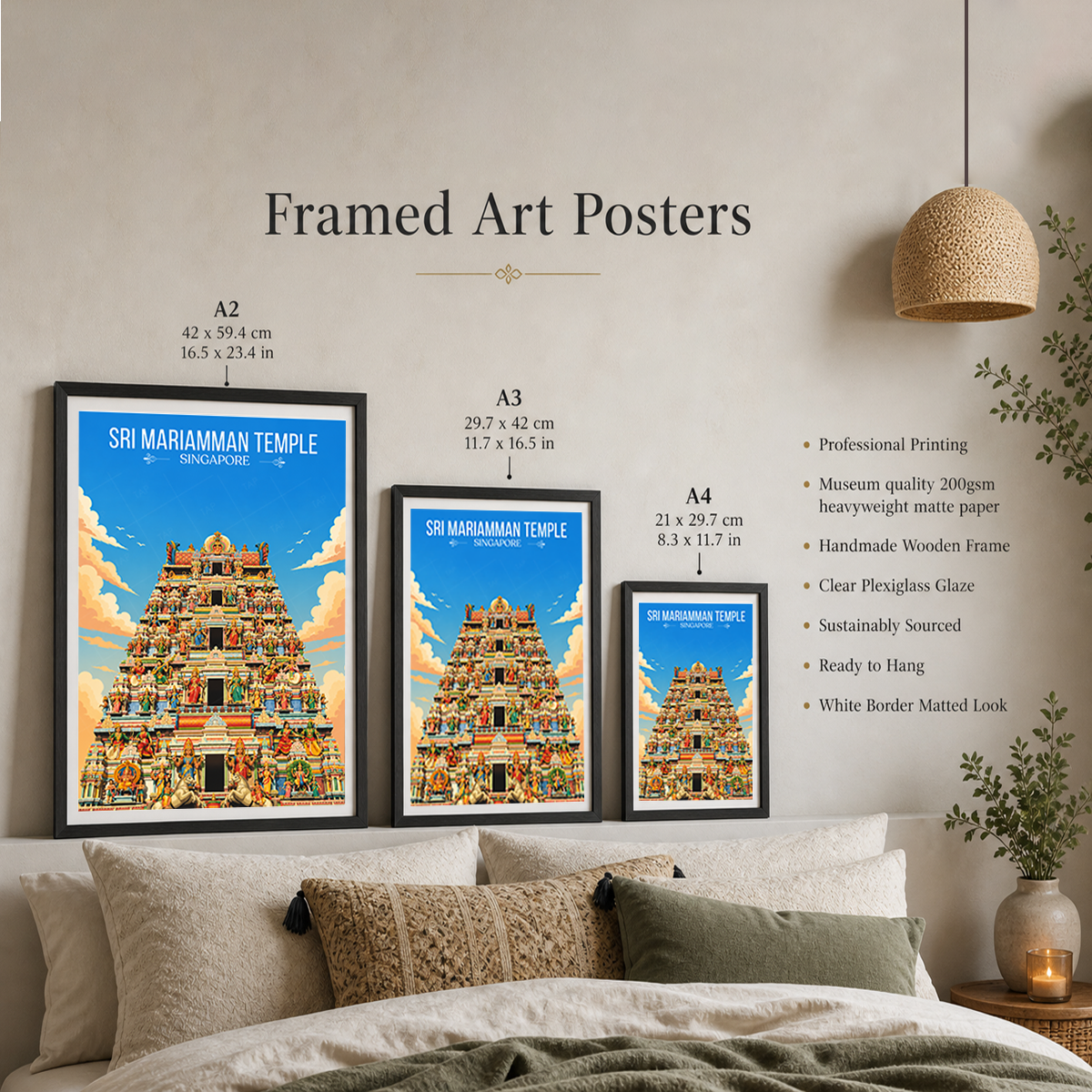 Sri Mariamman Temple - Singapore - Poster Print Modern Style Wall Art
