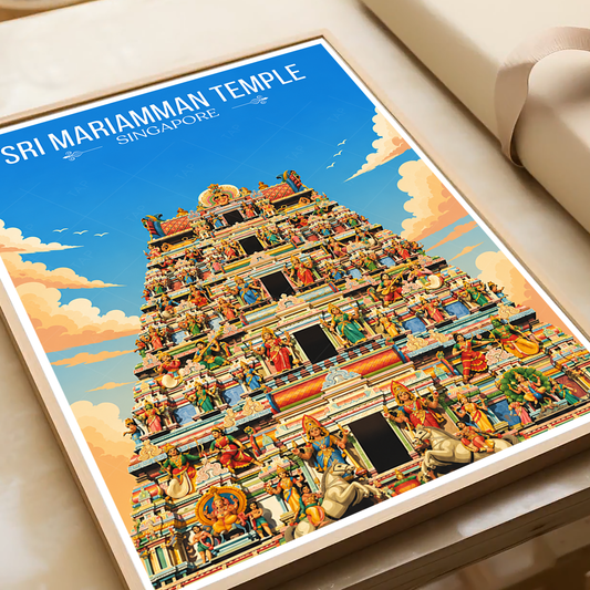 Sri Mariamman Temple - Singapore - Poster Print Modern Style Wall Art - Art Print - Travel Art Poster
