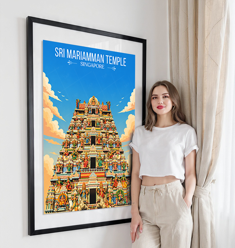 Sri Mariamman Temple - Singapore - Poster Print Modern Style Wall Art