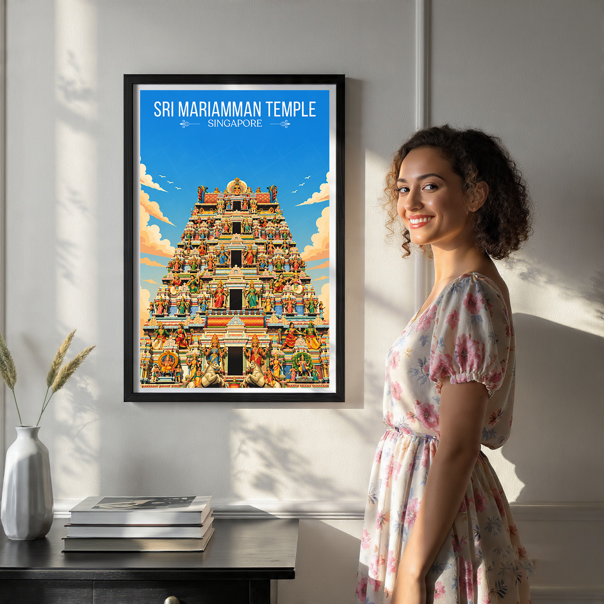 Sri Mariamman Temple - Singapore - Poster Print Modern Style Wall Art