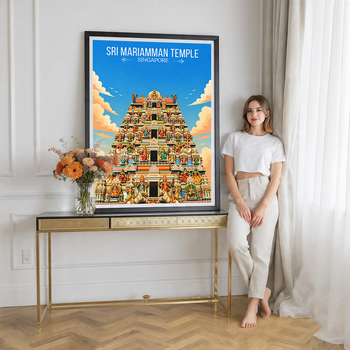 Sri Mariamman Temple - Singapore - Poster Print Modern Style Wall Art