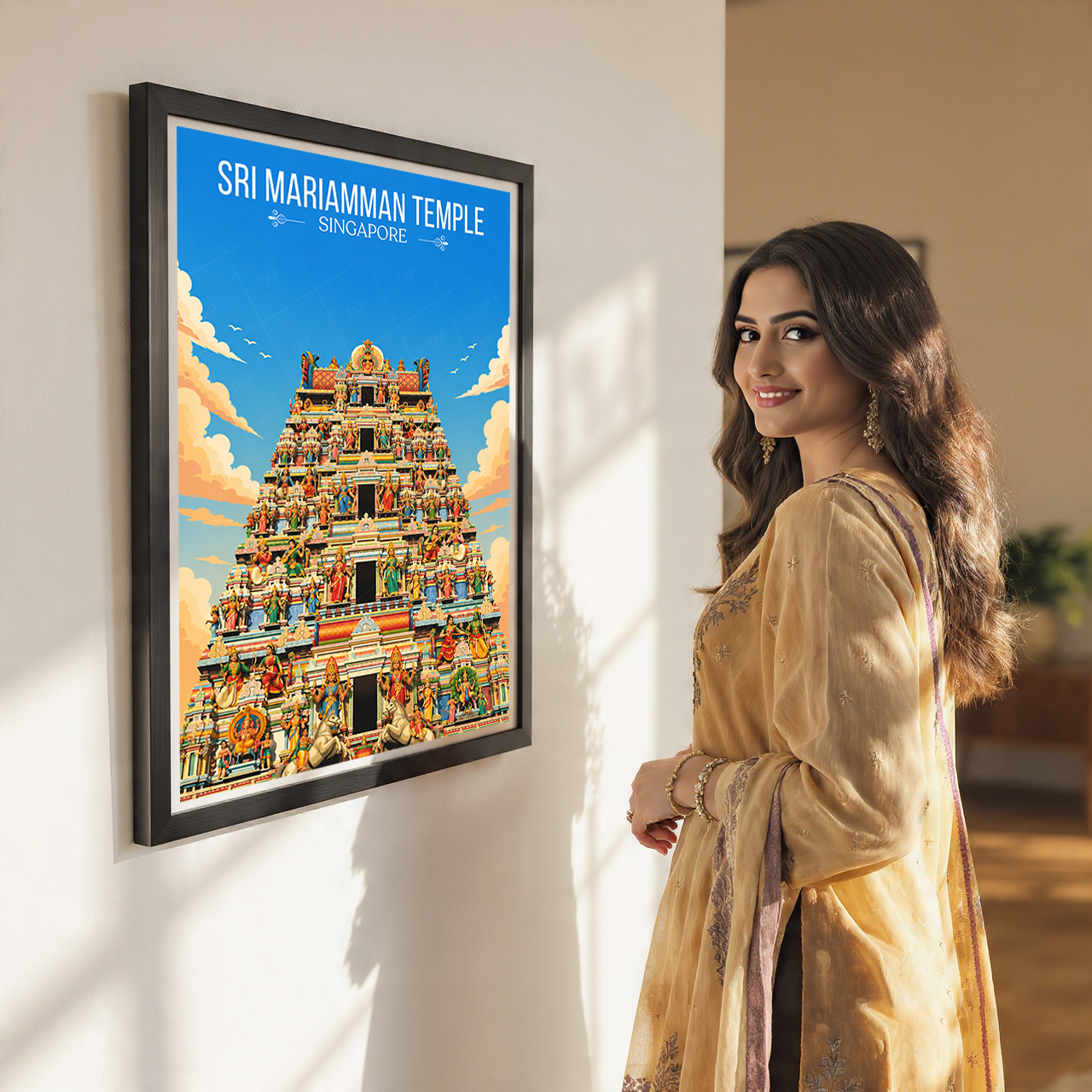 Sri Mariamman Temple - Singapore - Poster Print Modern Style Wall Art