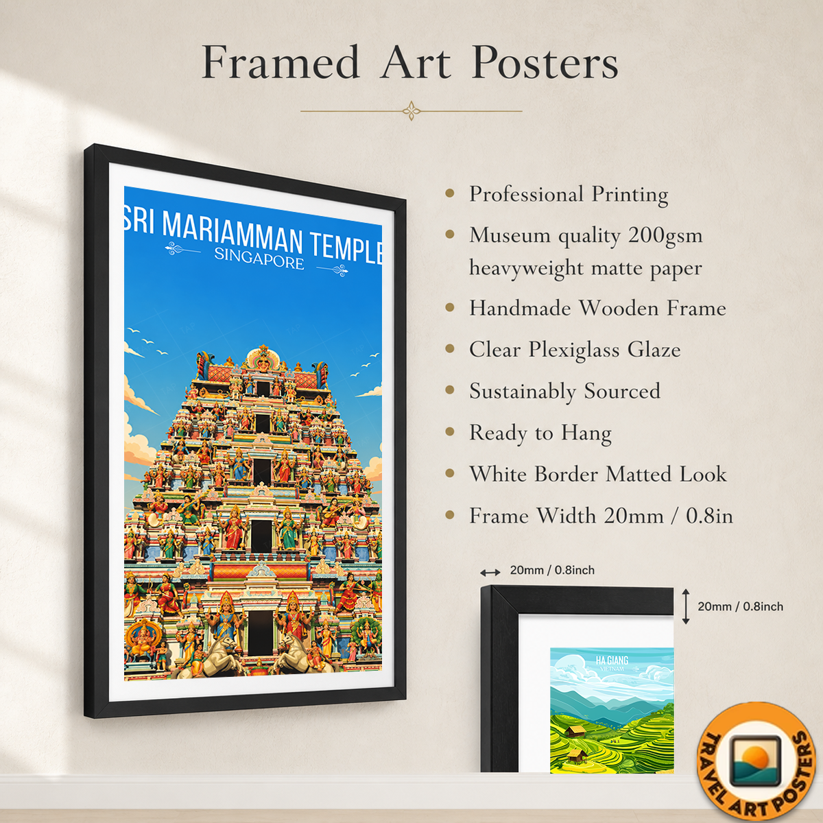 Sri Mariamman Temple - Singapore - Poster Print Modern Style Wall Art