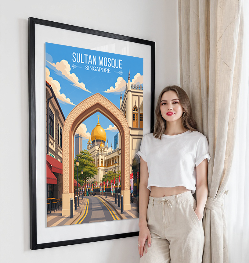 Sultan Mosque - Singapore - Poster Print Modern Style Wall Art