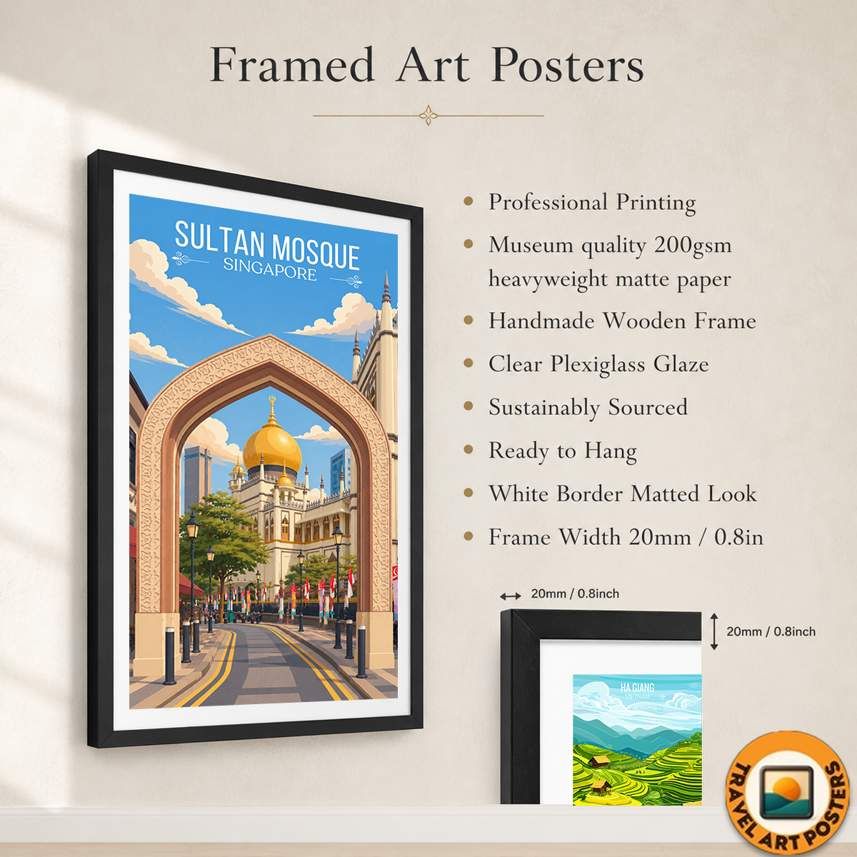 Sultan Mosque - Singapore - Poster Print Modern Style Wall Art