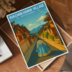 Bukchon Hanok Village - South Korea - Travel Poster Print Modern Style Wall Art - Art Print - Travel Art Poster