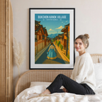 Bukchon Hanok Village - South Korea - Travel Poster Print Modern Style Wall Art - Art Print - Travel Art Poster