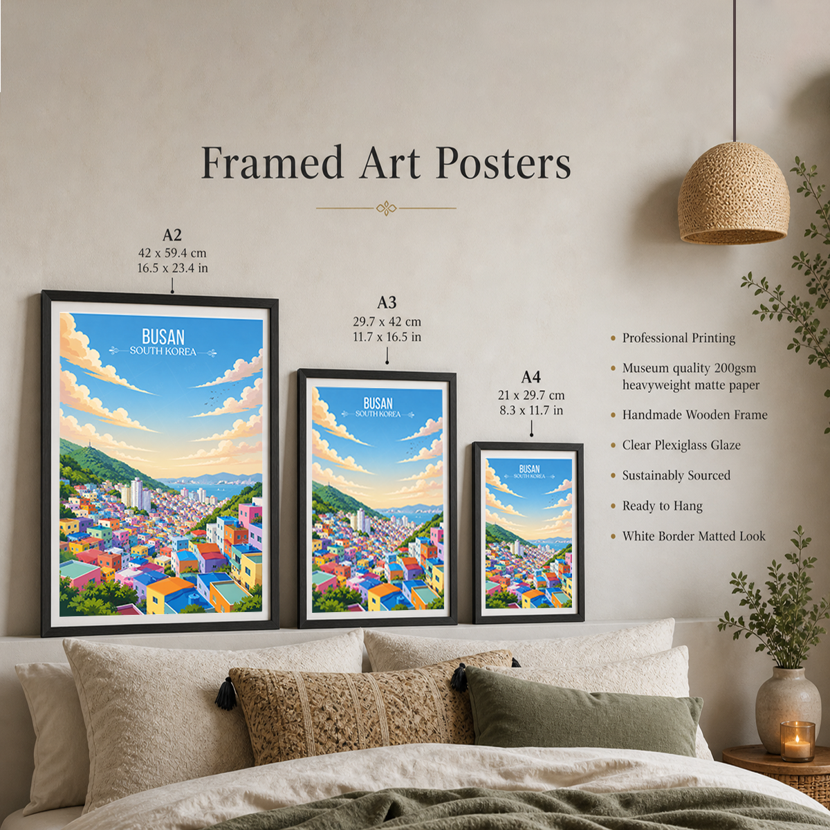 Busan - South Korea - Travel Poster Print Modern Style Wall Art - Art Print - Travel Art Poster