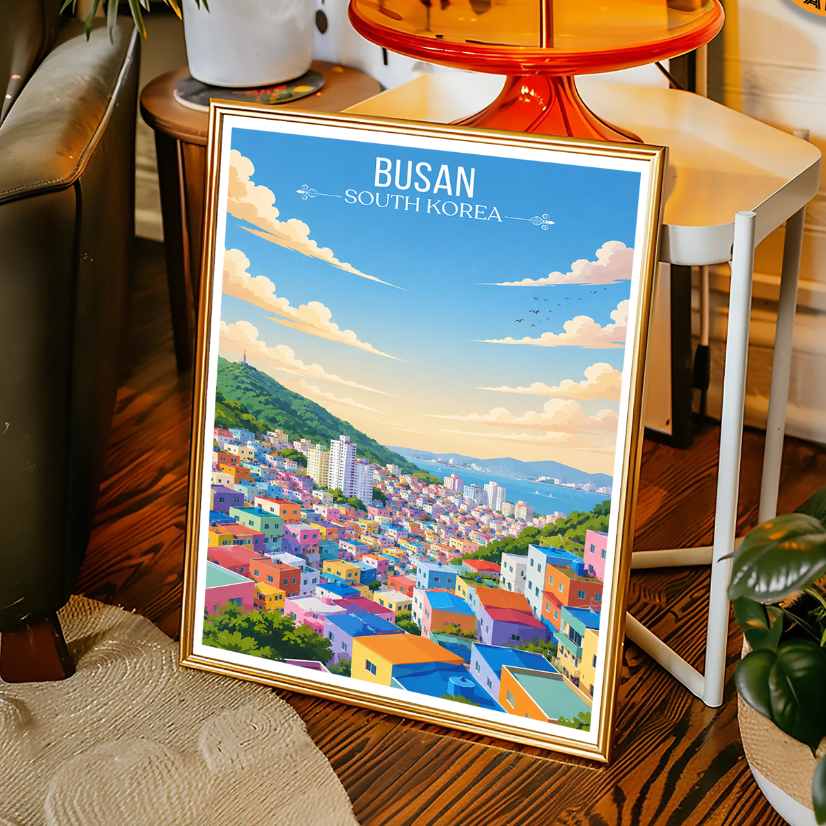 Busan - South Korea - Travel Poster Print Modern Style Wall Art - Art Print - Travel Art Poster