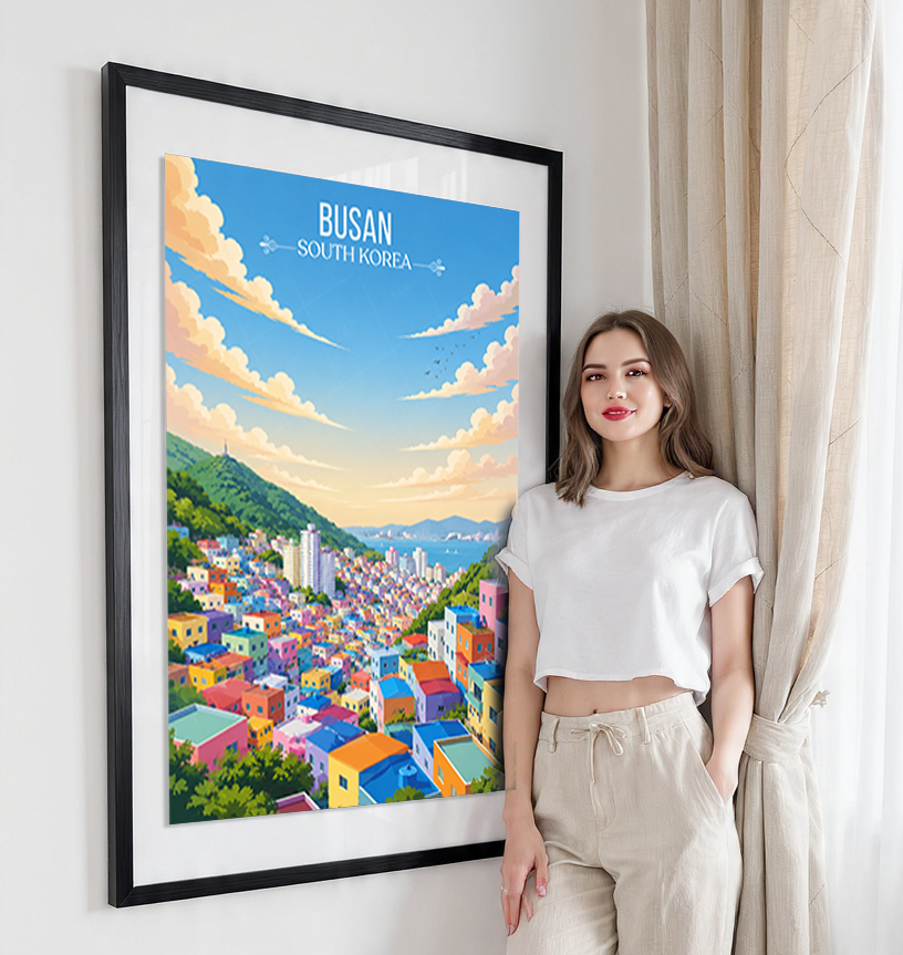 Busan - South Korea - Travel Poster Print Modern Style Wall Art - Art Print - Travel Art Poster