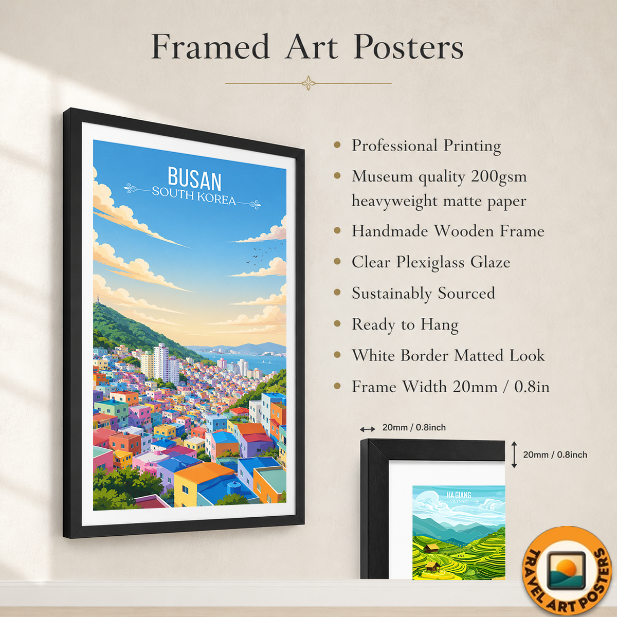 Busan - South Korea - Travel Poster Print Modern Style Wall Art - Art Print - Travel Art Poster