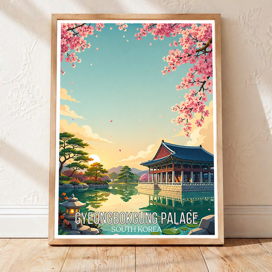 Gyeongbokgung Palace - South Korea - Travel Poster Print Modern Style Wall Art - Art Print - Travel Art Poster