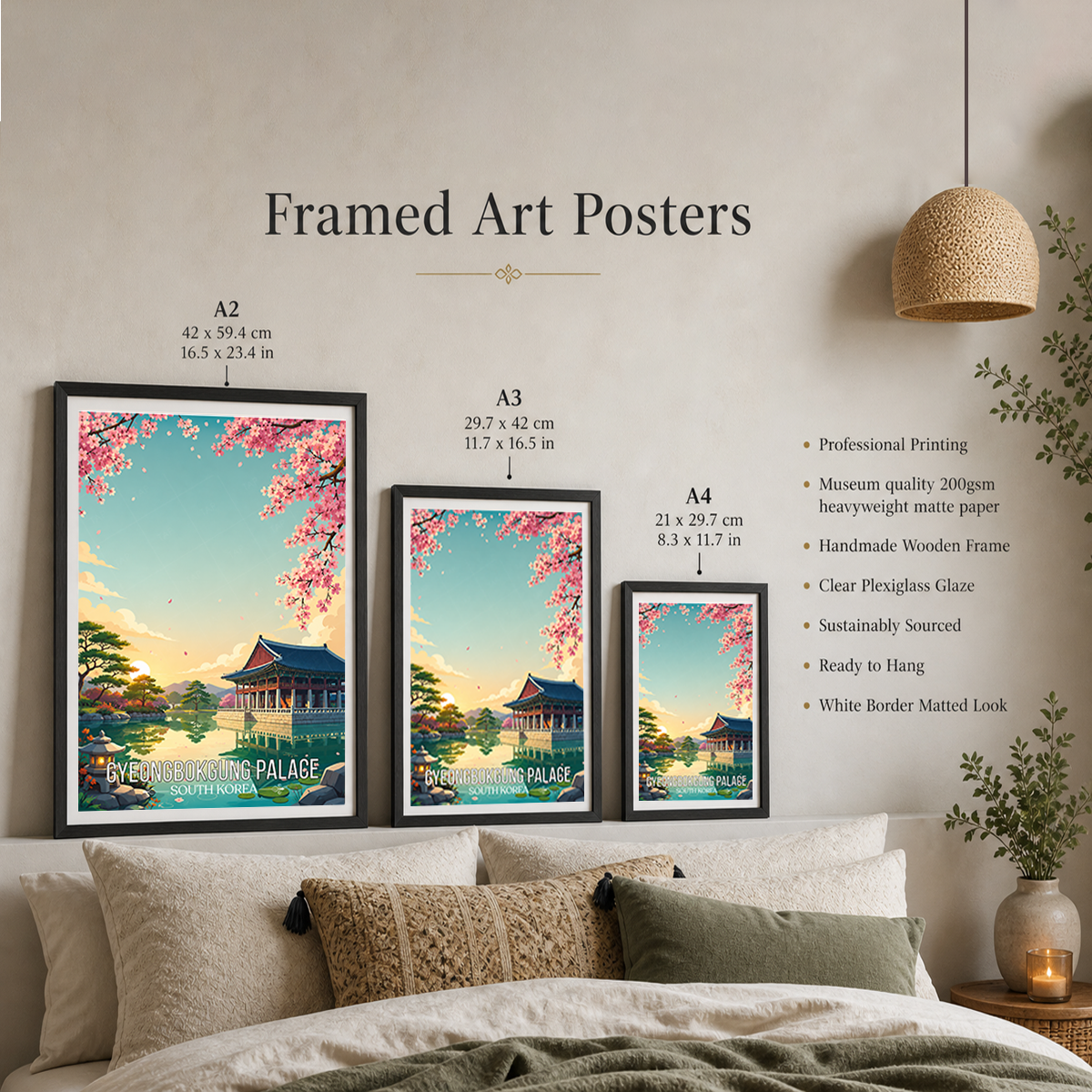 Gyeongbokgung Palace - South Korea - Travel Poster Print Modern Style Wall Art - Art Print - Travel Art Poster