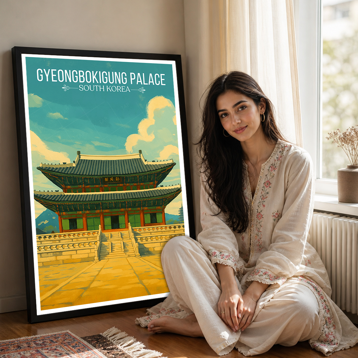 Gyeongbokgung Palace - South Korea - Travel Poster Print Modern Style Wall Art - Art Print - Travel Art Poster