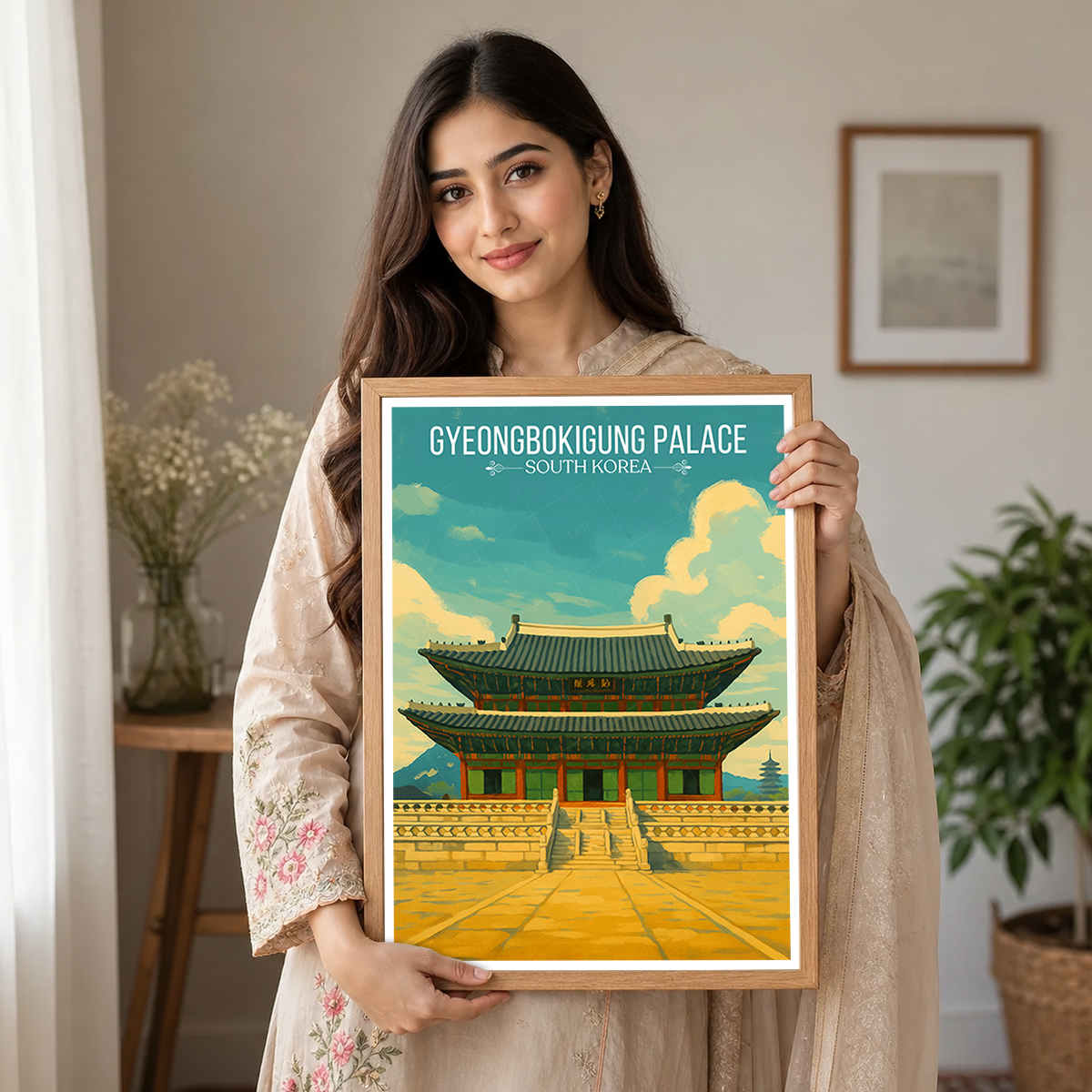 Gyeongbokgung Palace - South Korea - Travel Poster Print Modern Style Wall Art - Art Print - Travel Art Poster