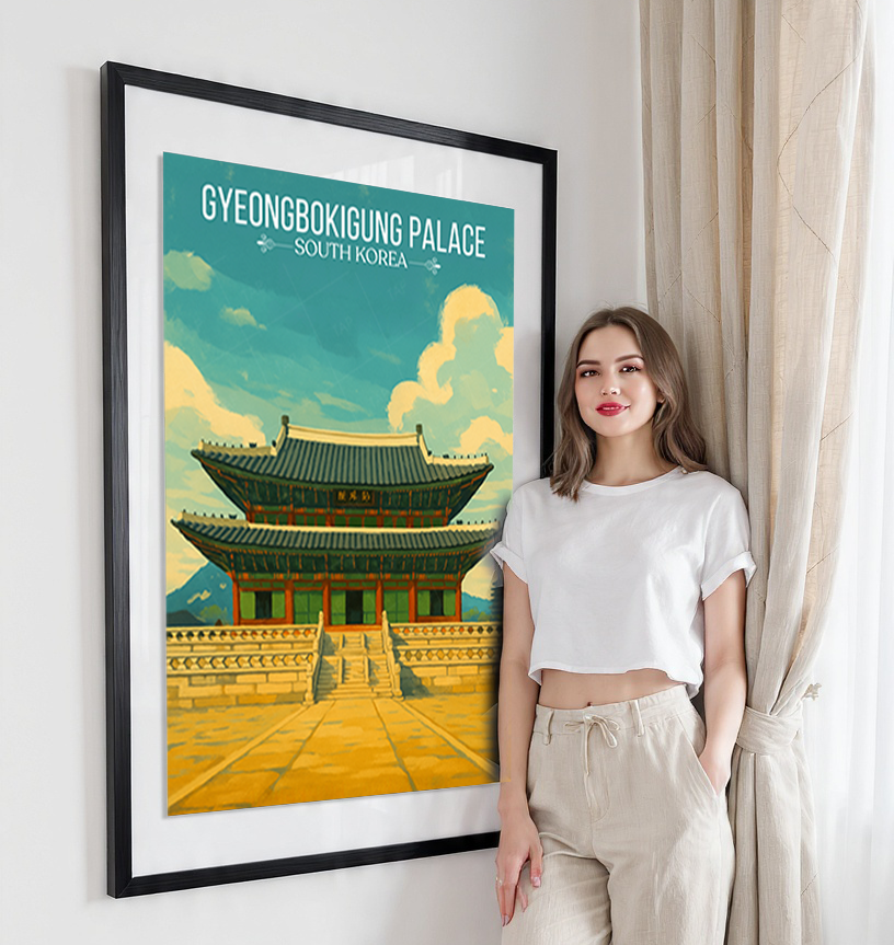 Gyeongbokgung Palace - South Korea - Travel Poster Print Modern Style Wall Art - Art Print - Travel Art Poster