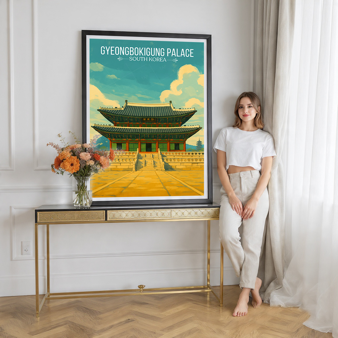 Gyeongbokgung Palace - South Korea - Travel Poster Print Modern Style Wall Art - Art Print - Travel Art Poster