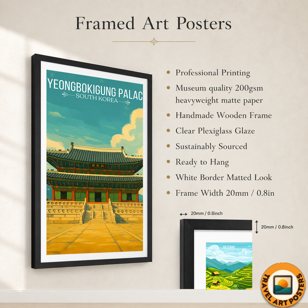Gyeongbokgung Palace - South Korea - Travel Poster Print Modern Style Wall Art - Art Print - Travel Art Poster