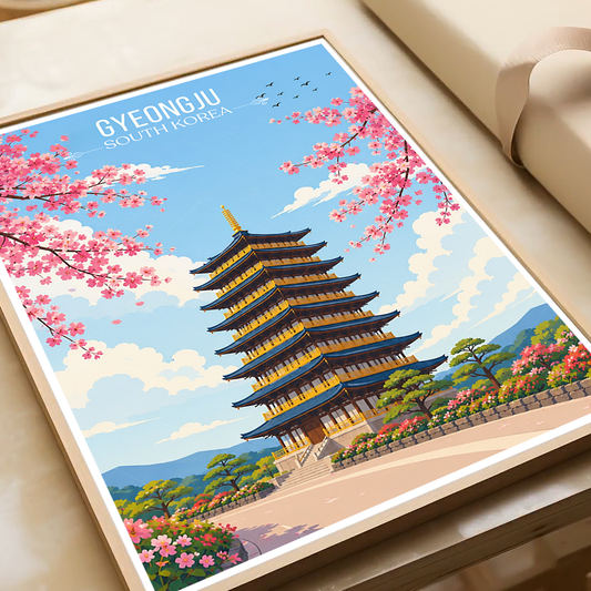 Gyeongju - South Korea - Travel Poster Print Modern Style Wall Art - Art Print - Travel Art Poster