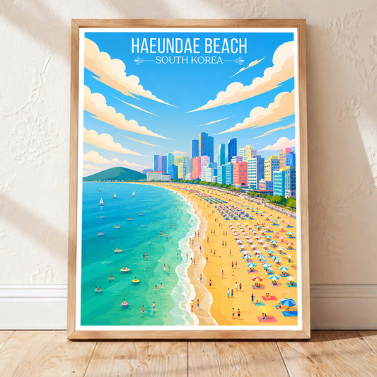 Haeundae Beach - South Korea - Travel Poster Print Modern Style Wall Art - Art Print - Travel Art Poster