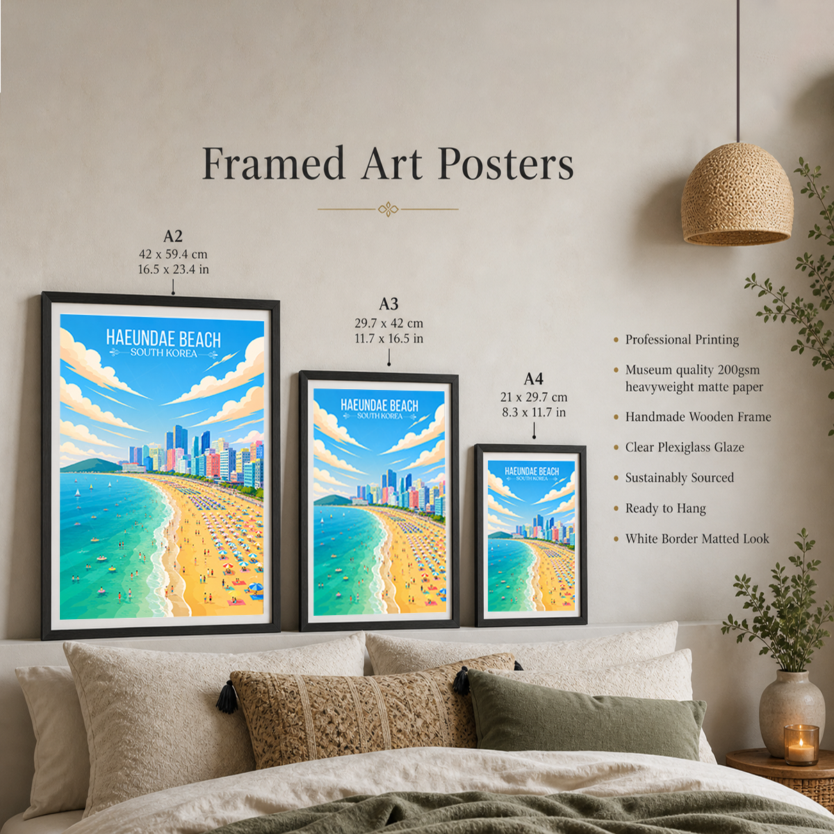Haeundae Beach - South Korea - Travel Poster Print Modern Style Wall Art - Art Print - Travel Art Poster