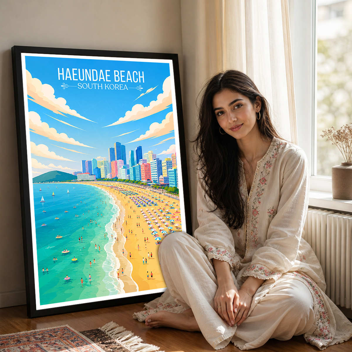 Haeundae Beach - South Korea - Travel Poster Print Modern Style Wall Art - Art Print - Travel Art Poster
