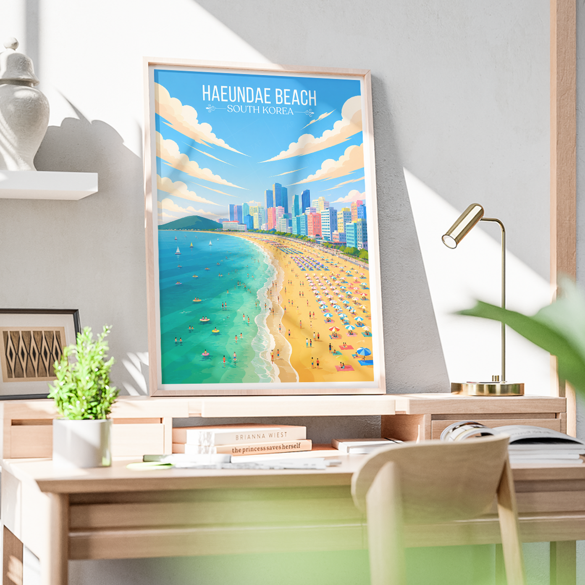 Haeundae Beach - South Korea - Travel Poster Print Modern Style Wall Art - Art Print - Travel Art Poster