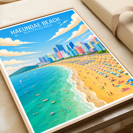 Haeundae Beach - South Korea - Travel Poster Print Modern Style Wall Art - Art Print - Travel Art Poster