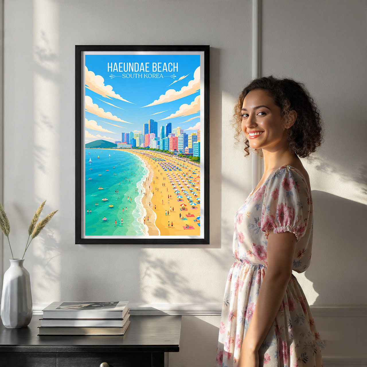 Haeundae Beach - South Korea - Travel Poster Print Modern Style Wall Art - Art Print - Travel Art Poster