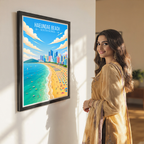 Haeundae Beach - South Korea - Travel Poster Print Modern Style Wall Art - Art Print - Travel Art Poster