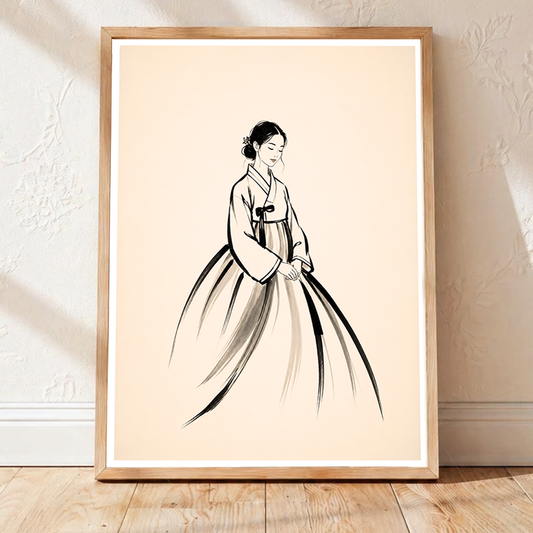 Hanbok Woman - South Korea - Travel Poster Print Modern Style Wall Art - Art Print - Travel Art Poster