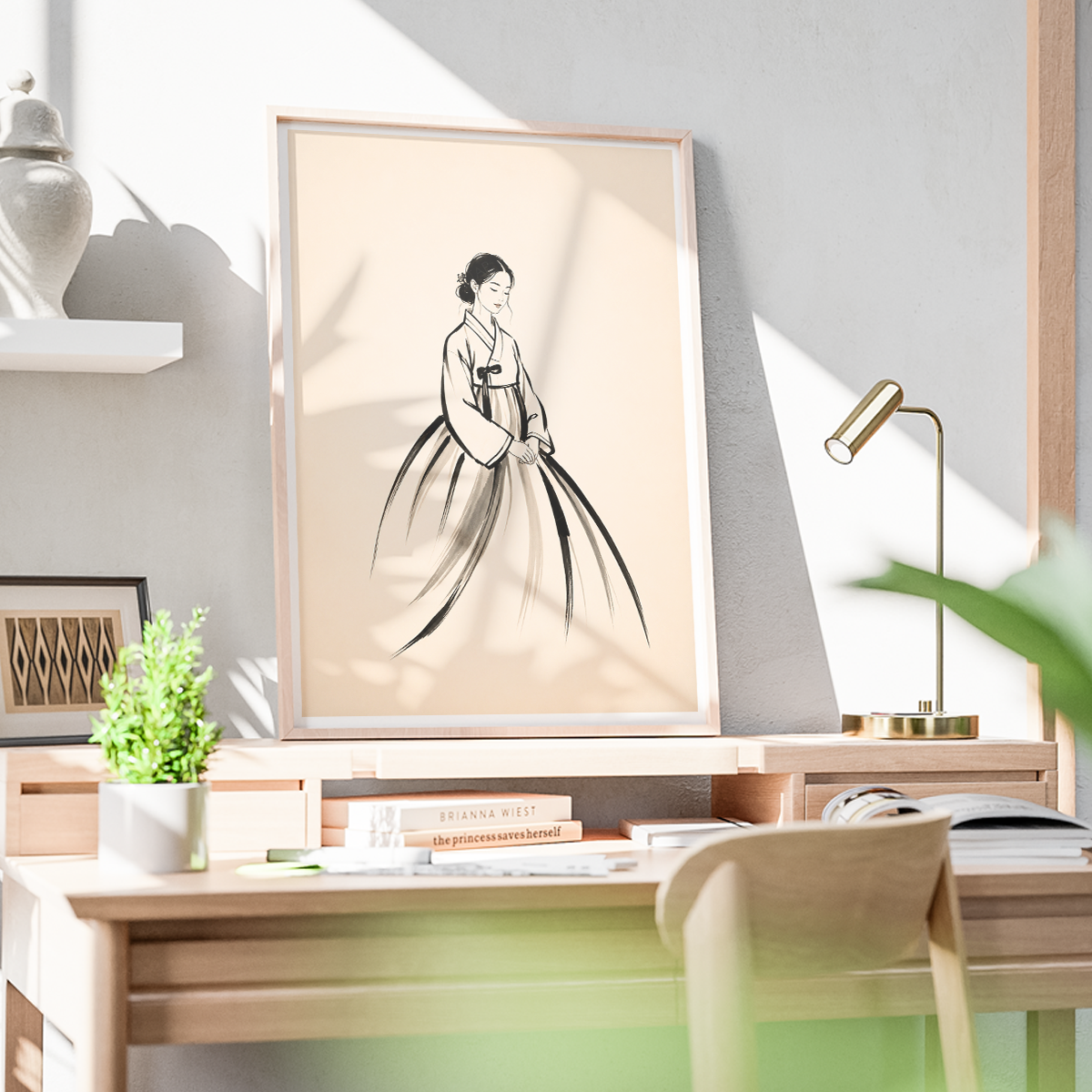 Hanbok Woman - South Korea - Travel Poster Print Modern Style Wall Art - Art Print - Travel Art Poster