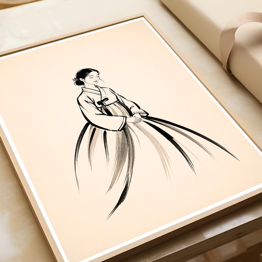 Hanbok Woman - South Korea - Travel Poster Print Modern Style Wall Art - Art Print - Travel Art Poster