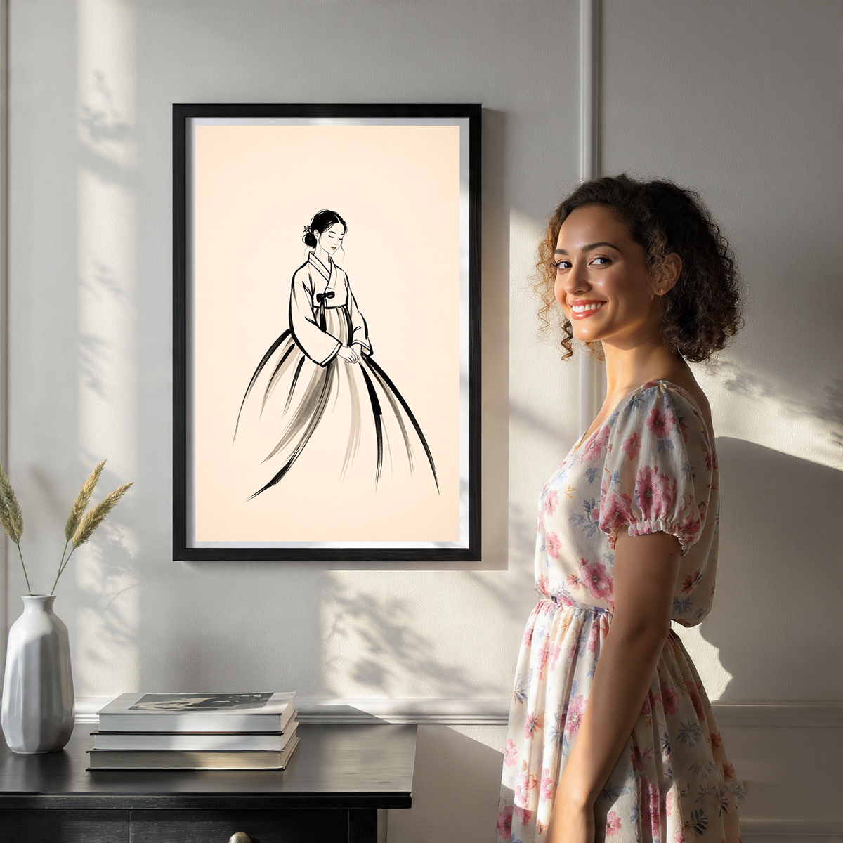 Hanbok Woman - South Korea - Travel Poster Print Modern Style Wall Art - Art Print - Travel Art Poster