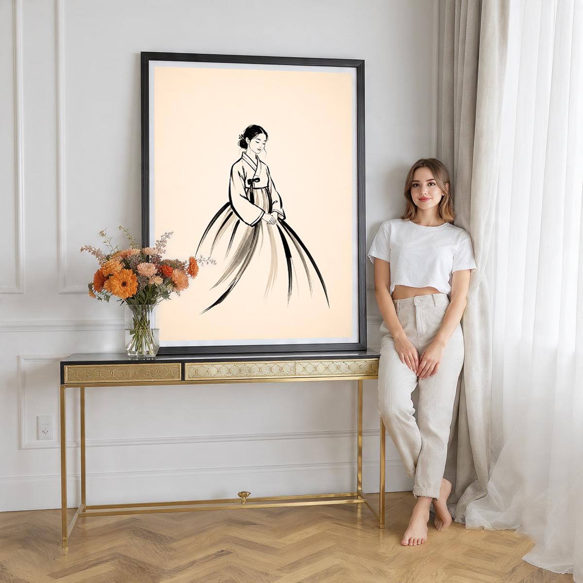 Hanbok Woman - South Korea - Travel Poster Print Modern Style Wall Art - Art Print - Travel Art Poster